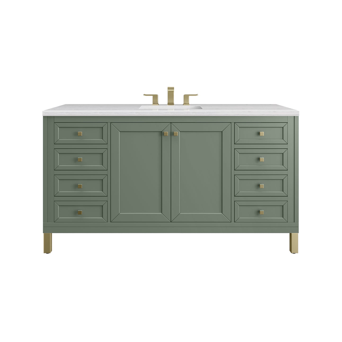 Chicago 60" Single Vanity, Smokey Celadon w/ 3 CM Arctic Fall Top