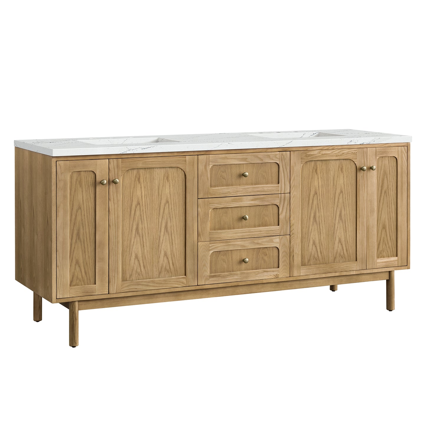 Laurent 72" Double Vanity, Light Natural Oak w/ 3 CM Ethereal Noctis Top