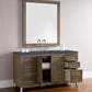 Chicago 60" Single Vanity, Whitewashed Walnut w/ 3 CM Charcoal Soapstone Quartz Top