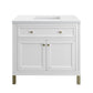 Chicago 36" Single Vanity, Glossy White w/ 3 CM White Zeus Top