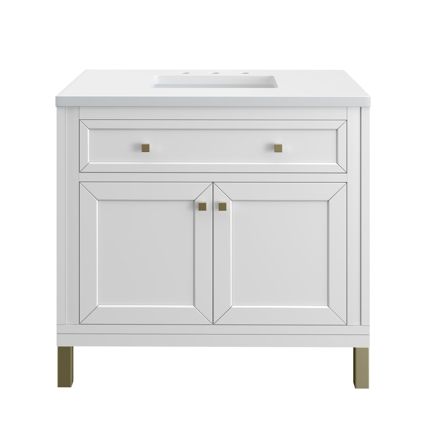 Chicago 36" Single Vanity, Glossy White w/ 3 CM White Zeus Top