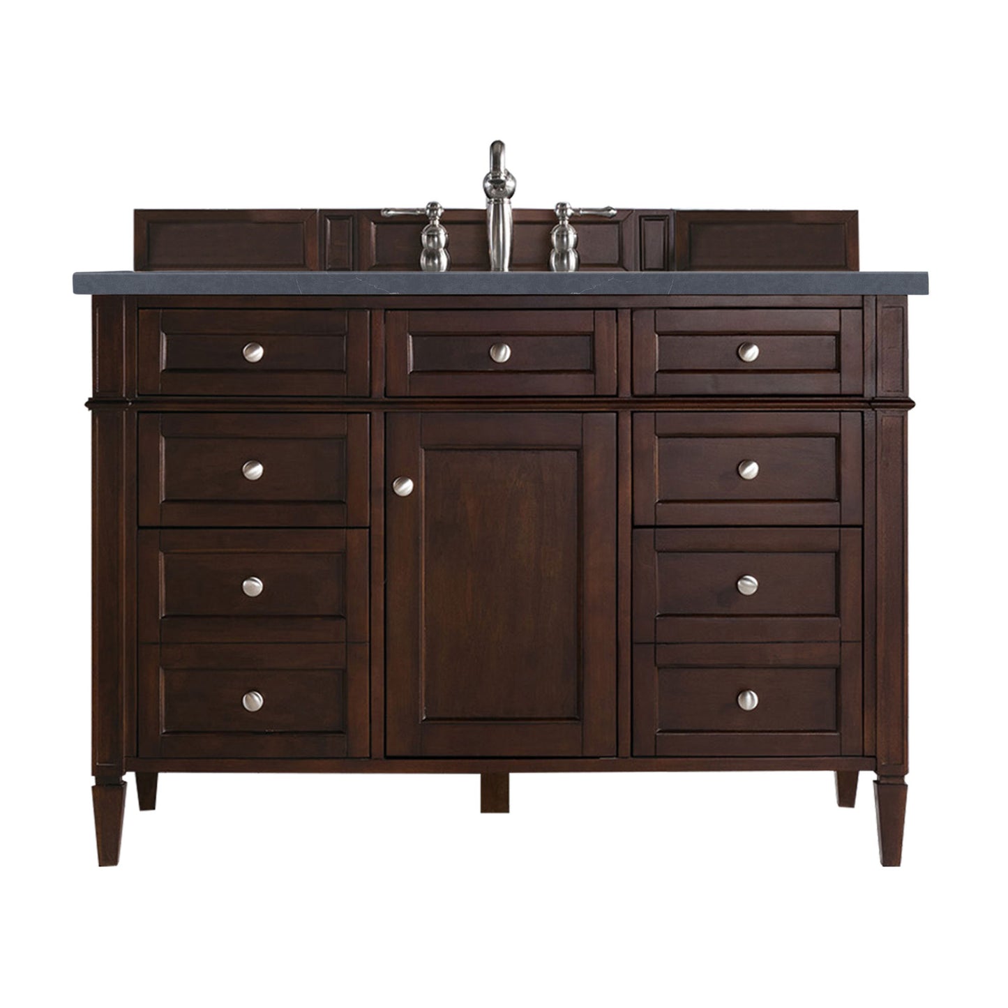 Brittany 48" Single Vanity, Burnished Mahogany w/ 3 CM Charcoal Soapstone Quartz Top