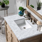 Bristol 36" Single Vanity, Whitewashed Walnut w/ 3 CM Carrara Marble Top