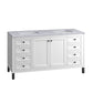 Chicago 60" Double Vanity, Glossy White w/ 3 CM Carrara Marble Top