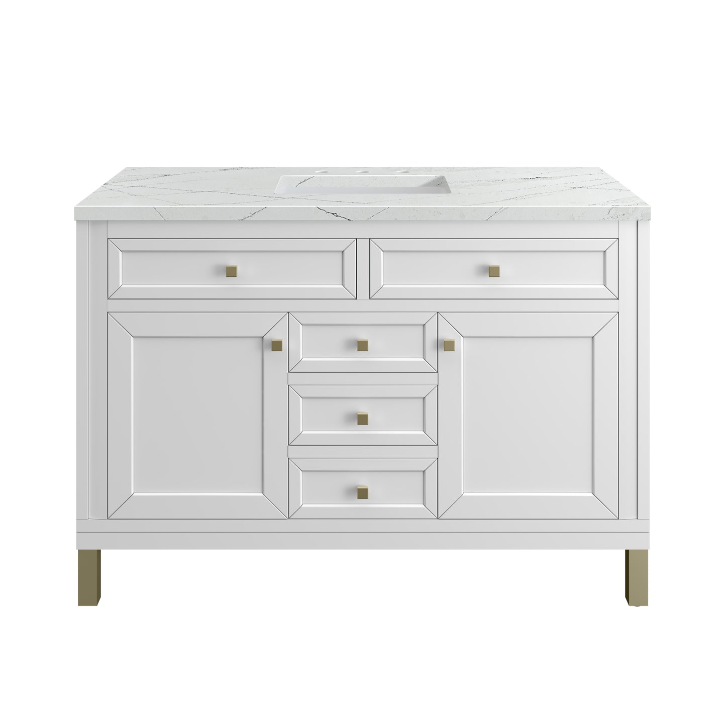 Chicago 48" Single Vanity, Glossy White w/ 3 CM Ethereal Noctis Top