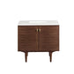 Amberly 36" Single Vanity, Mid-Century Walnut w/ 3 CM White Zeus Top