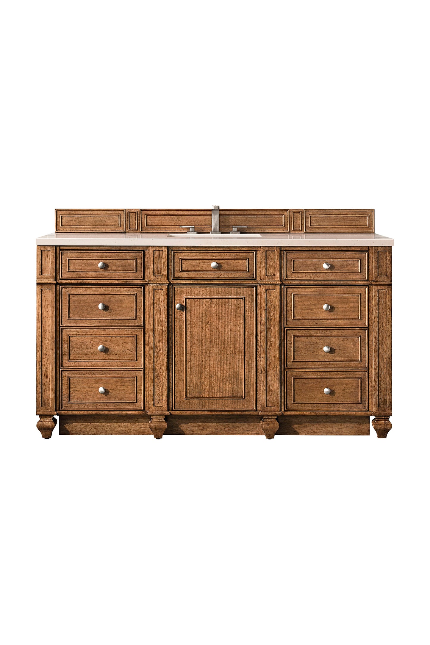 Bristol 60" Single Vanity, Saddle Brown w/ 3 CM Eternal Serena Quartz Top