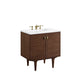 Amberly 30" Single Vanity, Mid-Century Walnut w/ 3 CM White Zeus Top