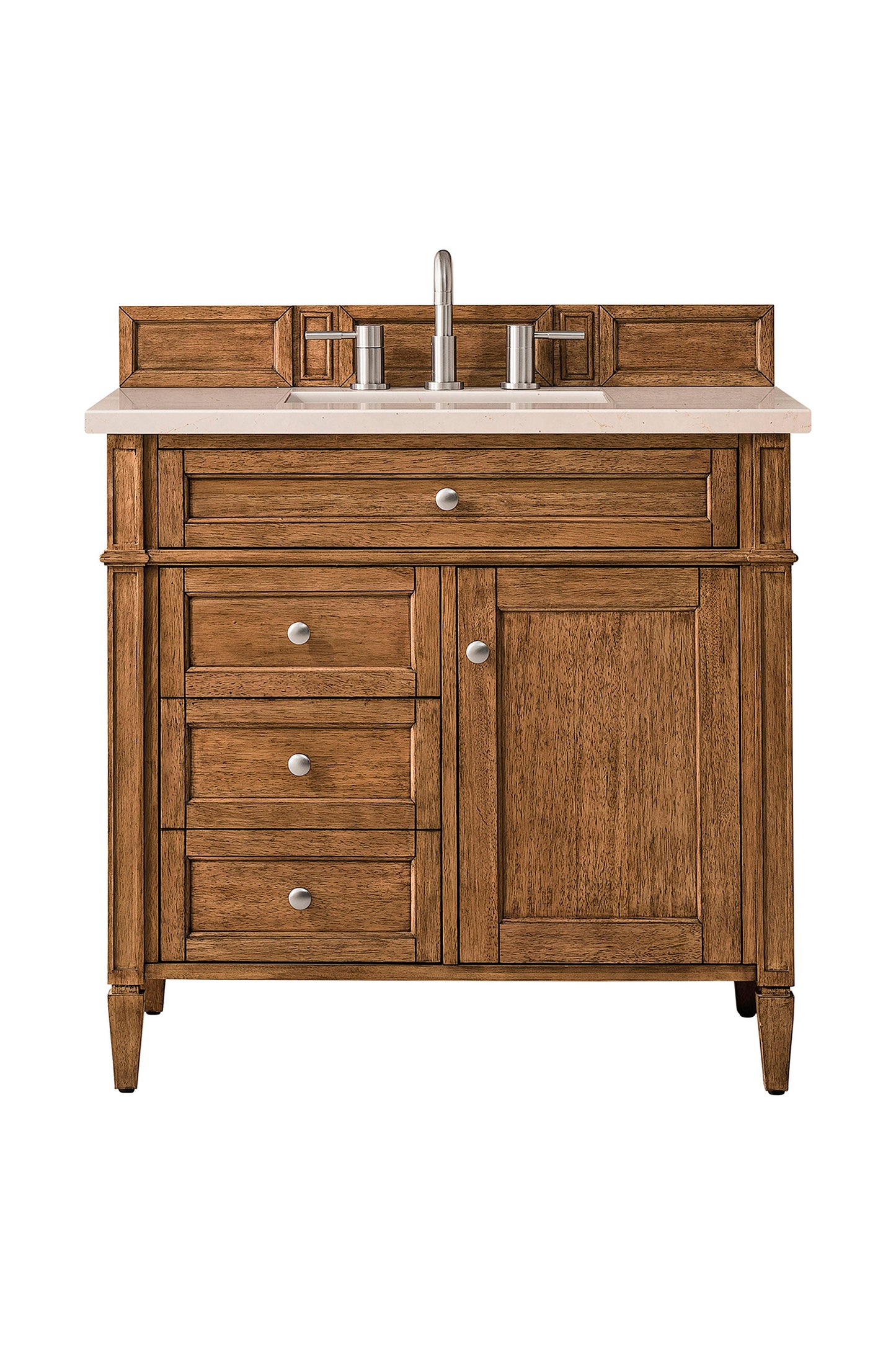 Brittany 36" Single Vanity, Saddle Brown w/ 3 CM Eternal Marfil Quartz Top