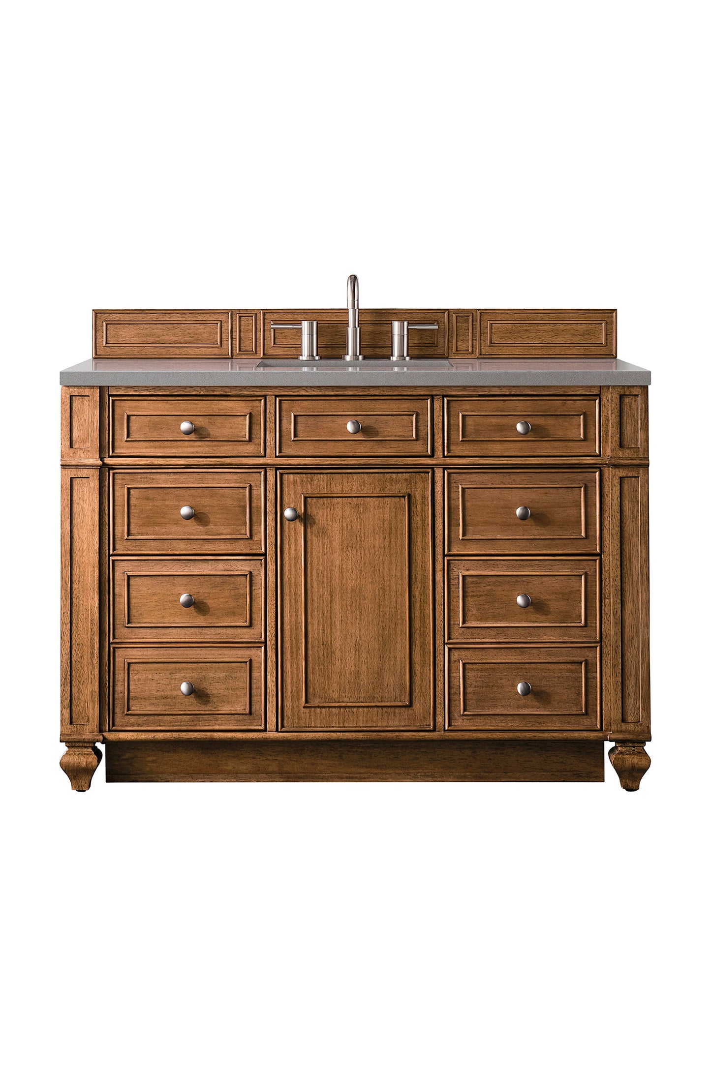 Bristol 48" Single Vanity, Saddle Brown w/ 3 CM Grey Expo Quartz Top