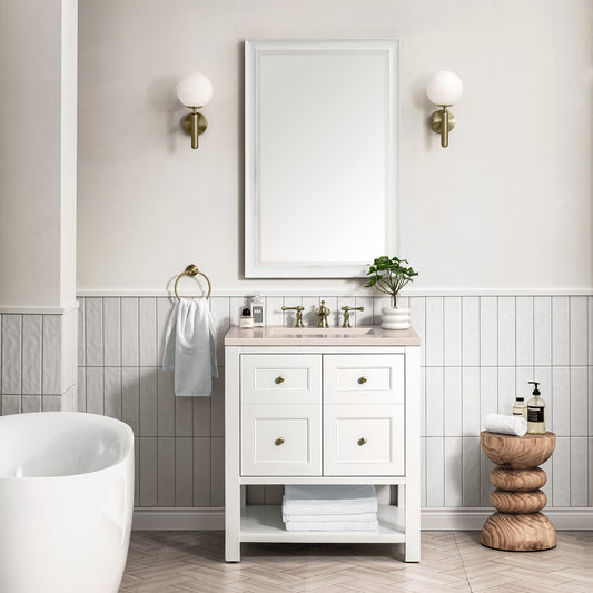 Breckenridge 30" Single Vanity, Bright White w/ 3 CM Eternal Marfil Top