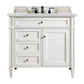 Brittany 36" Single Vanity, Bright White w/ 3 CM Ethereal Noctis Quartz Top