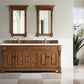 Brookfield 72" Double Vanity, Country Oak w/ 3 CM Arctic Fall Solid Surface Top