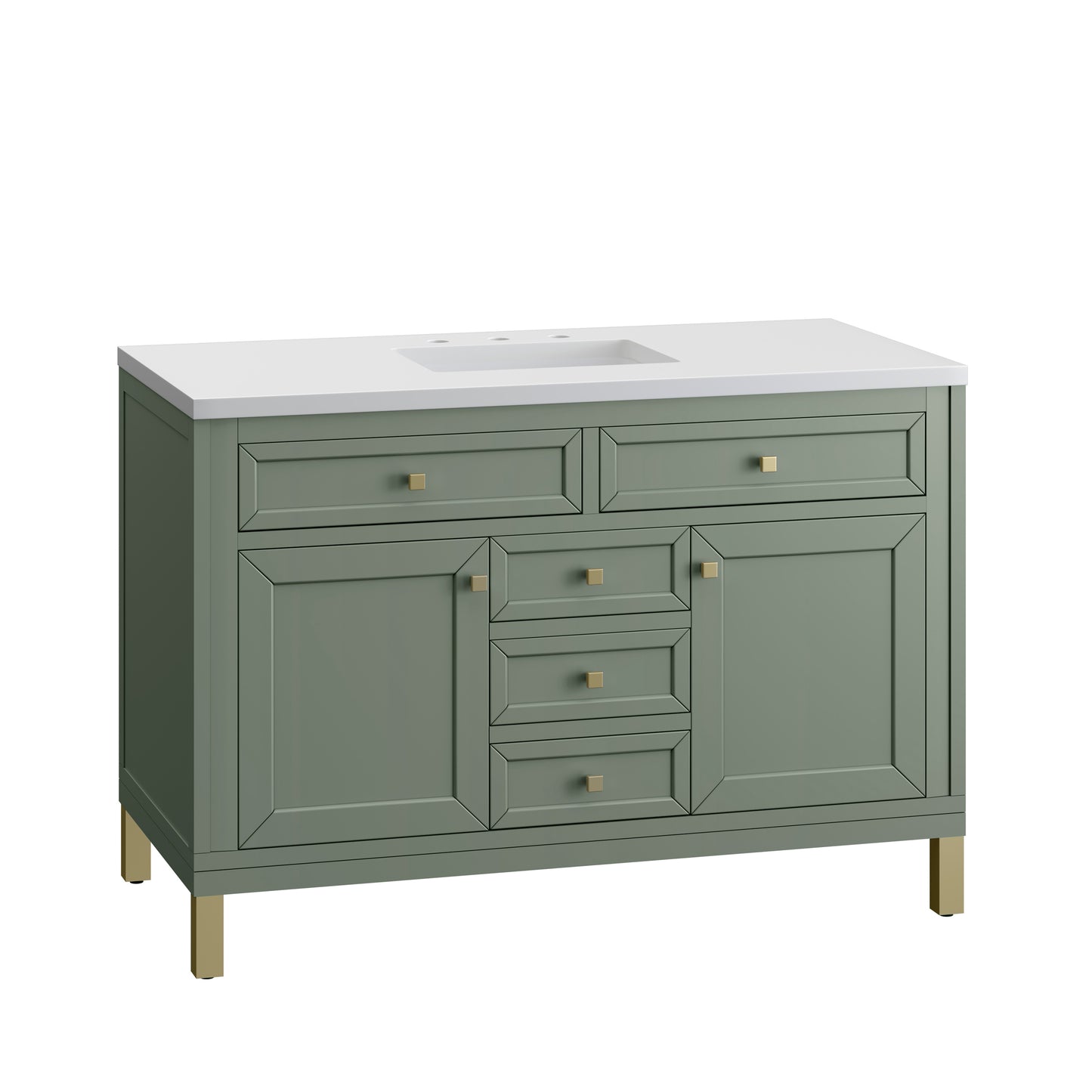 Chicago 48" Single Vanity, Smokey Celadon w/ 3 CM White Zeus Top