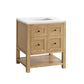 Breckenridge 30" Single Vanity, Light Natural Oak w/ 3 CM White Zeus Top