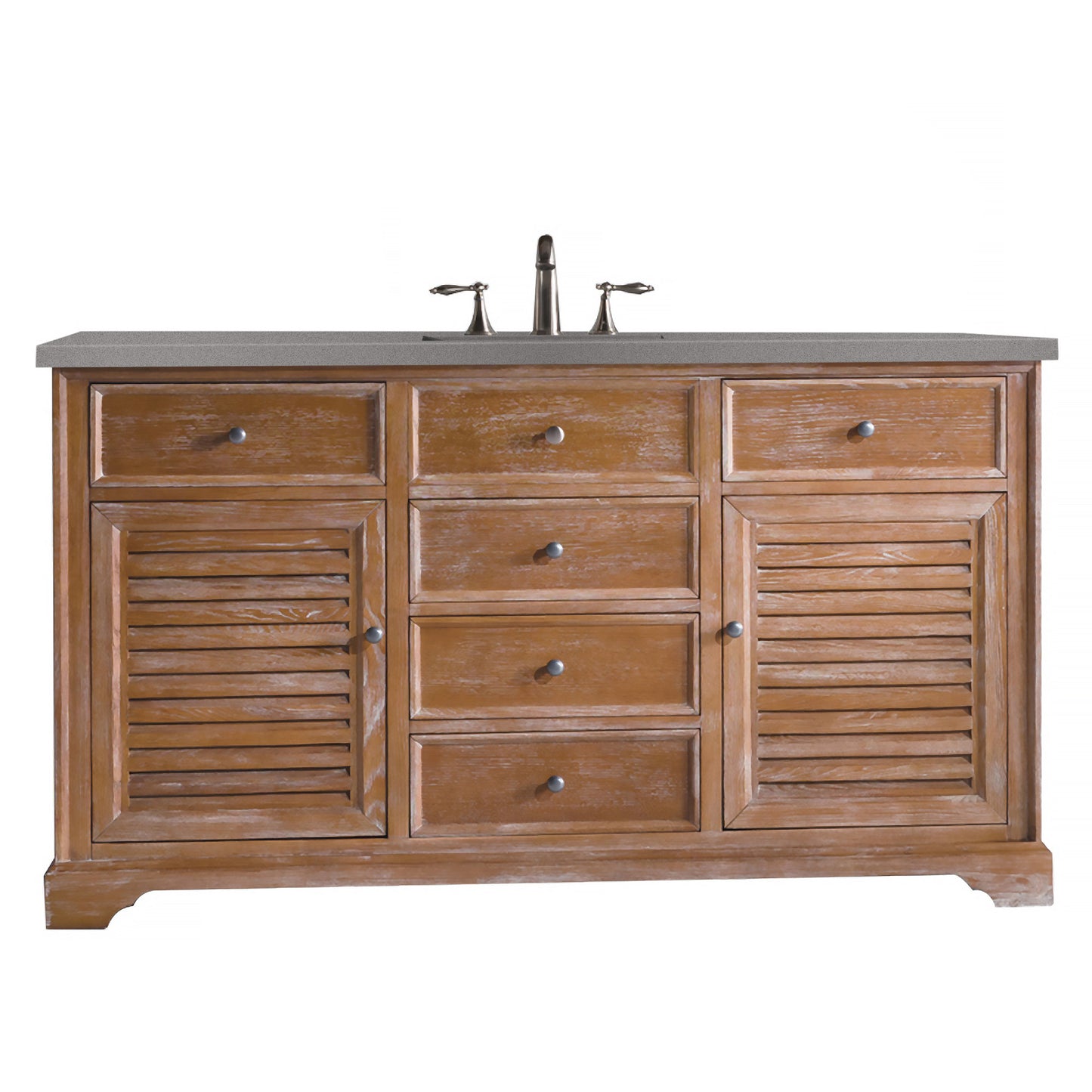 Savannah 60" Single Vanity, Driftwood w/ 3 CM Grey Expo Quartz Top