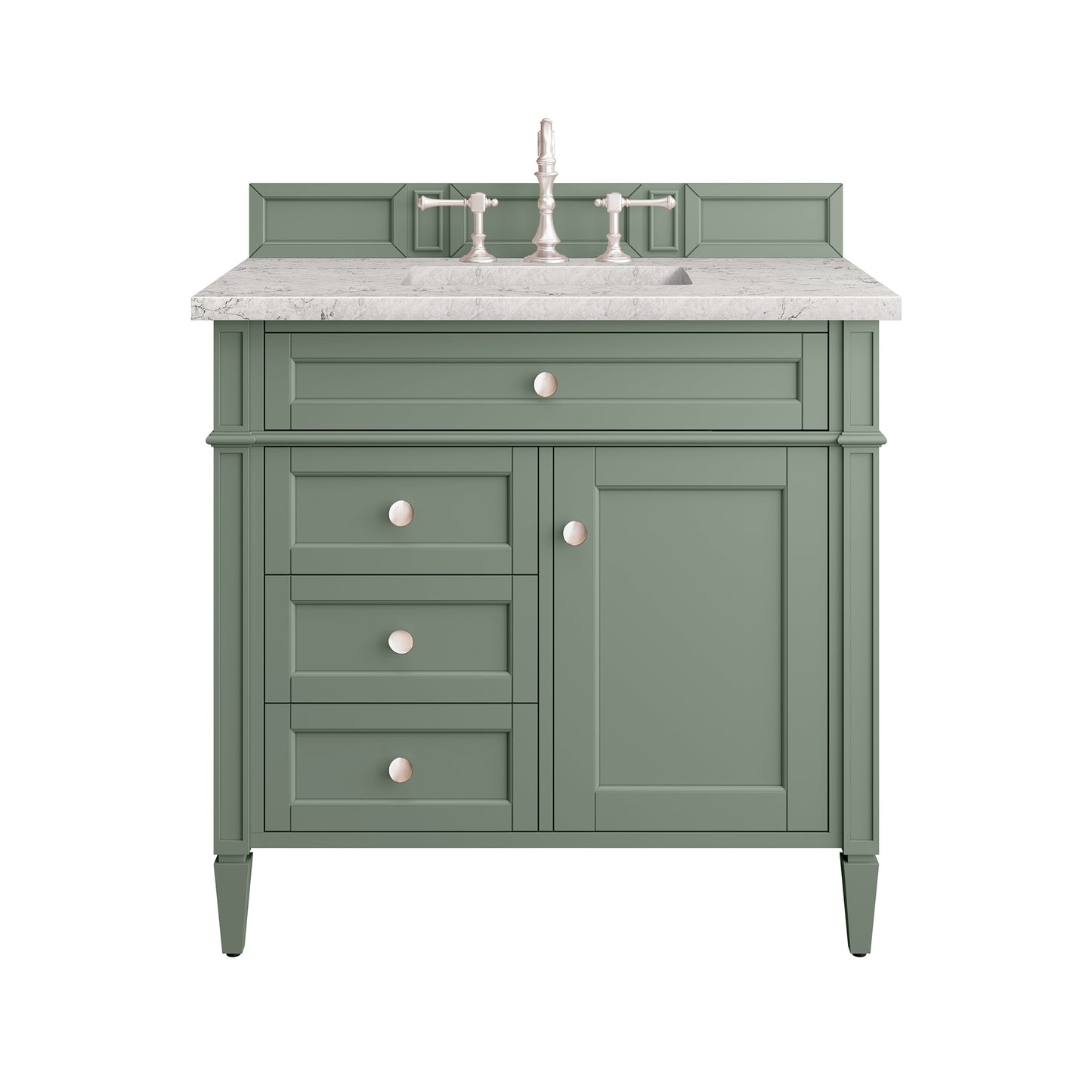 Brittany 36" Single Vanity, Smokey Celadon w/ 3 CM Eternal Jasmine Pearl Top