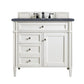 Brittany 36" Single Vanity, Bright White w/ 3 CM Charcoal Soapstone Quartz Top