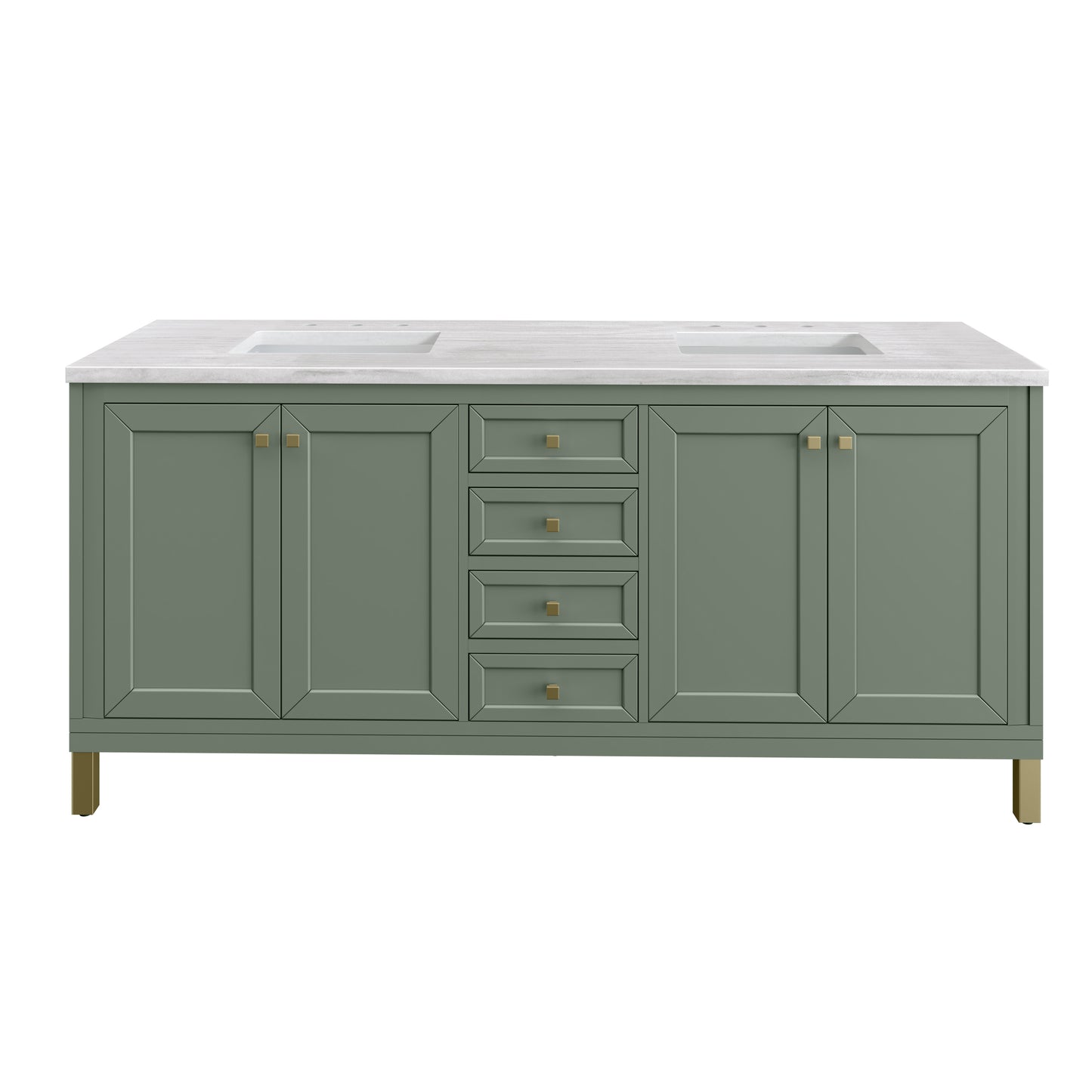 Chicago 72" Double Vanity, Smokey Celadon w/ 3 CM Arctic Fall Top