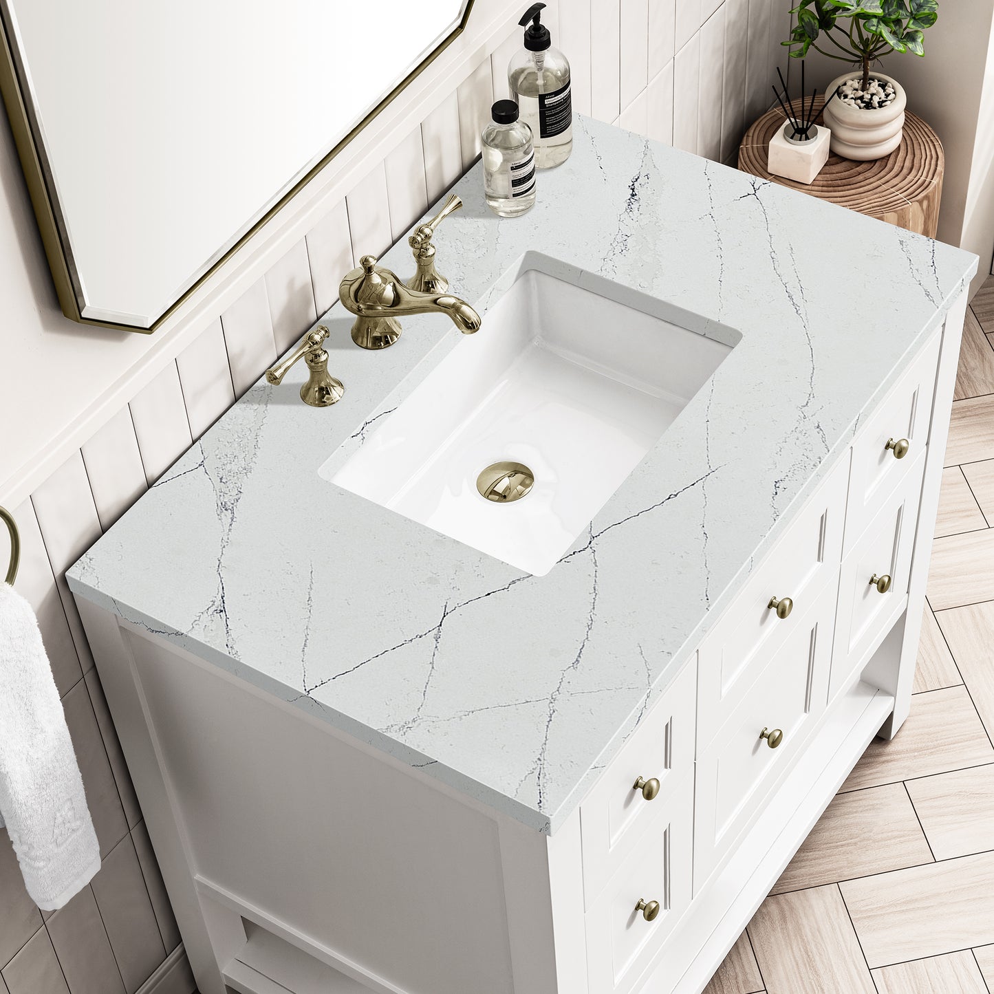 Breckenridge 36" Single Vanity, Bright White w/ 3 CM Ethereal Noctis Top