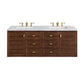 Amberly 60" Double Vanity, Mid-Century Walnut w/ 3 CM Arctic Fall Top