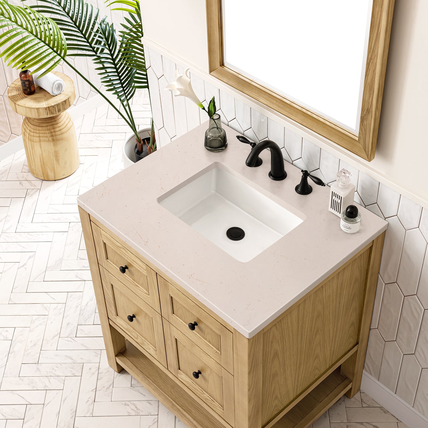 Breckenridge 30" Single Vanity, Light Natural Oak w/ 3 CM Eternal Marfil Top