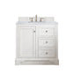 De Soto 36" Single Vanity, Bright White w/ 3 CM Carrara Marble Top