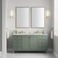 Chicago 60" Double Vanity, Smokey Celadon w/ 3 CM White Zeus Top