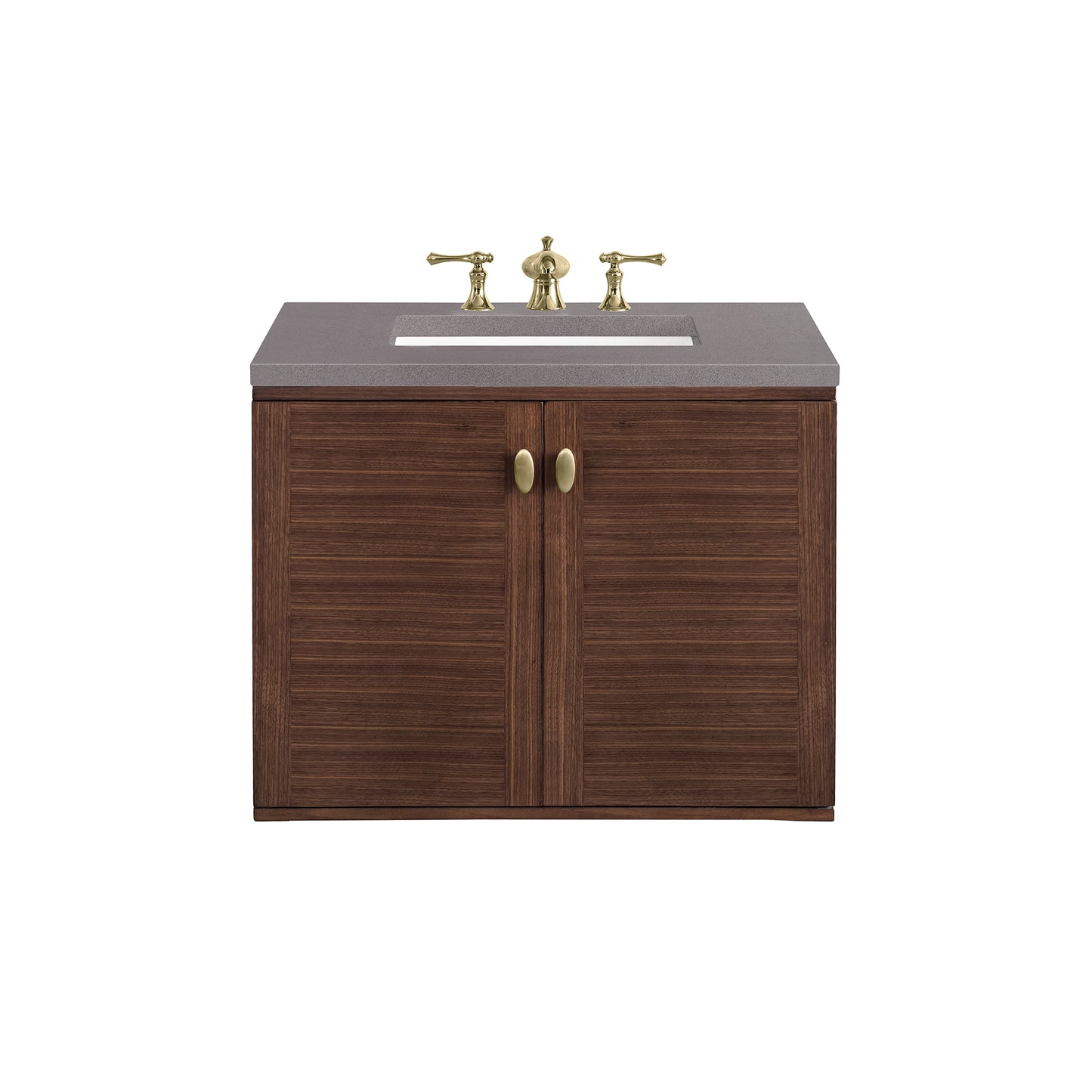 Amberly 30" Single Vanity, Mid-Century Walnut w/ 3 CM Grey Expo Top