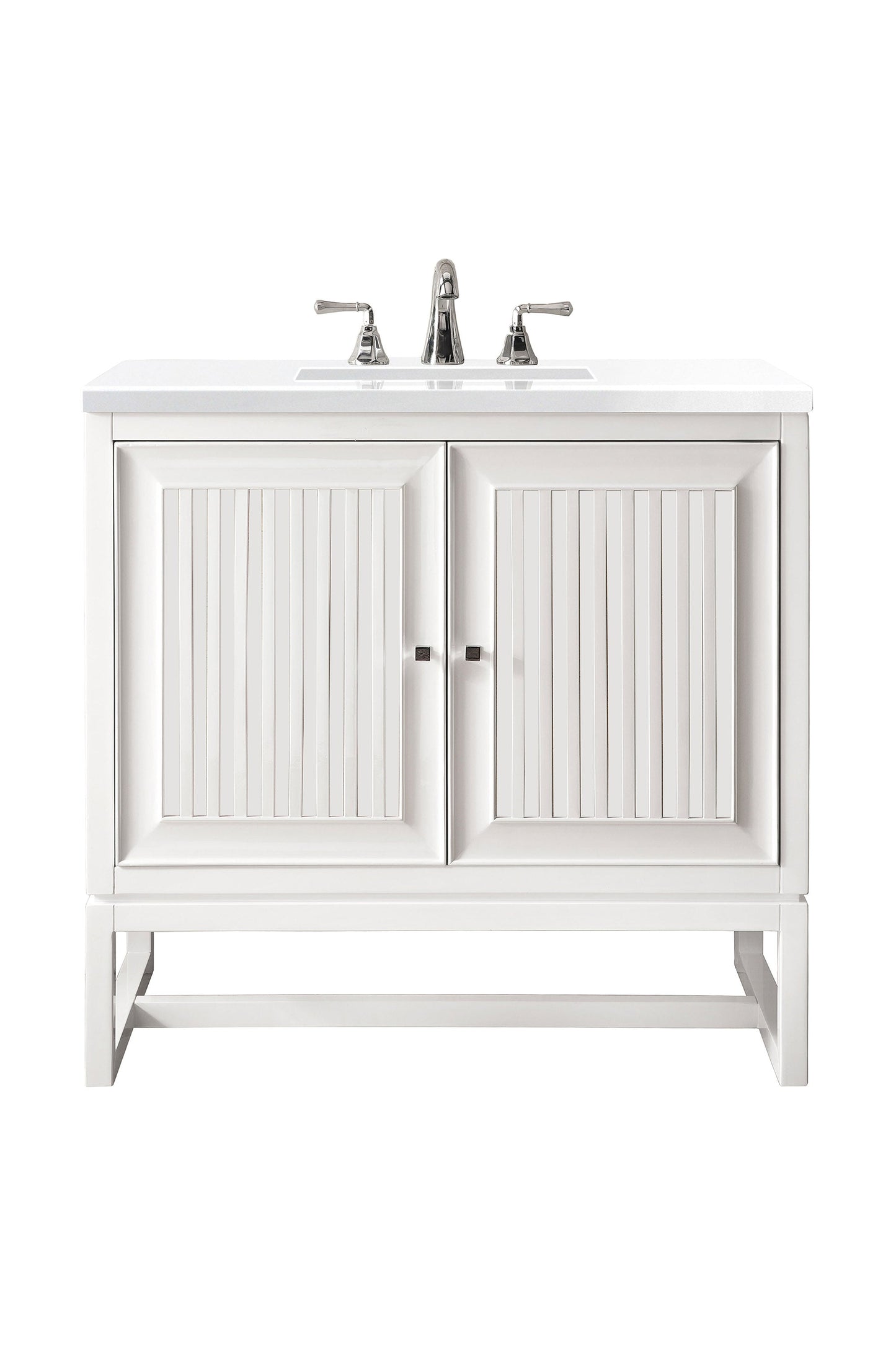 Athens 30" Single Vanity, Glossy White w/ 3 CM White Zeus Quartz Top