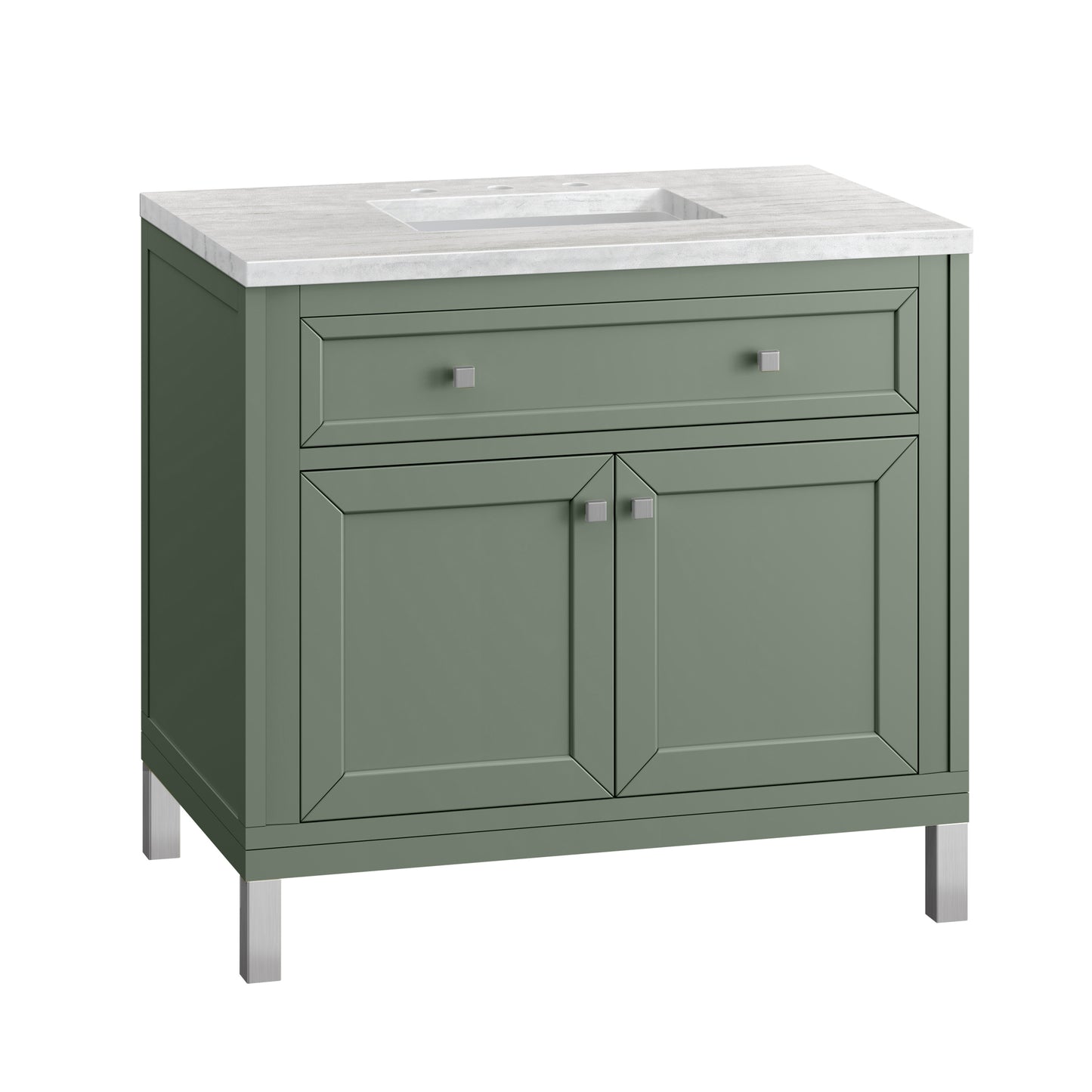 Chicago 36" Single Vanity, Smokey Celadon w/ 3 CM Arctic Fall Top