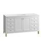 Chicago 60" Single Vanity, Glossy White w/ 3 CM White Zeus Top