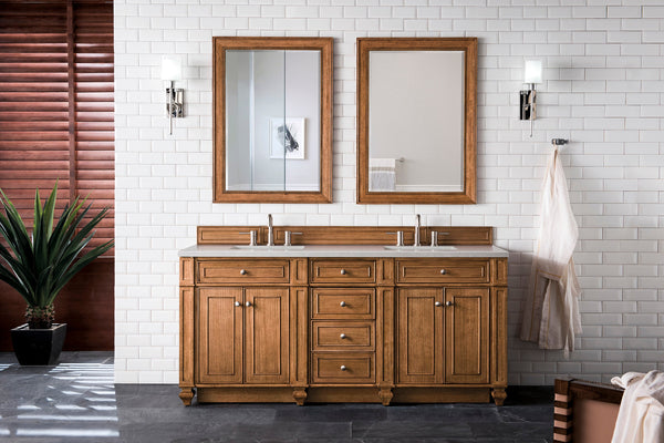 Bristol 72 Double Vanity, Saddle Brown w/ 3 CM Eternal Serena Quartz Top