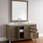 Chicago 60" Single Vanity, Whitewashed Walnut w/ 3 CM Eternal Serena Quartz Top