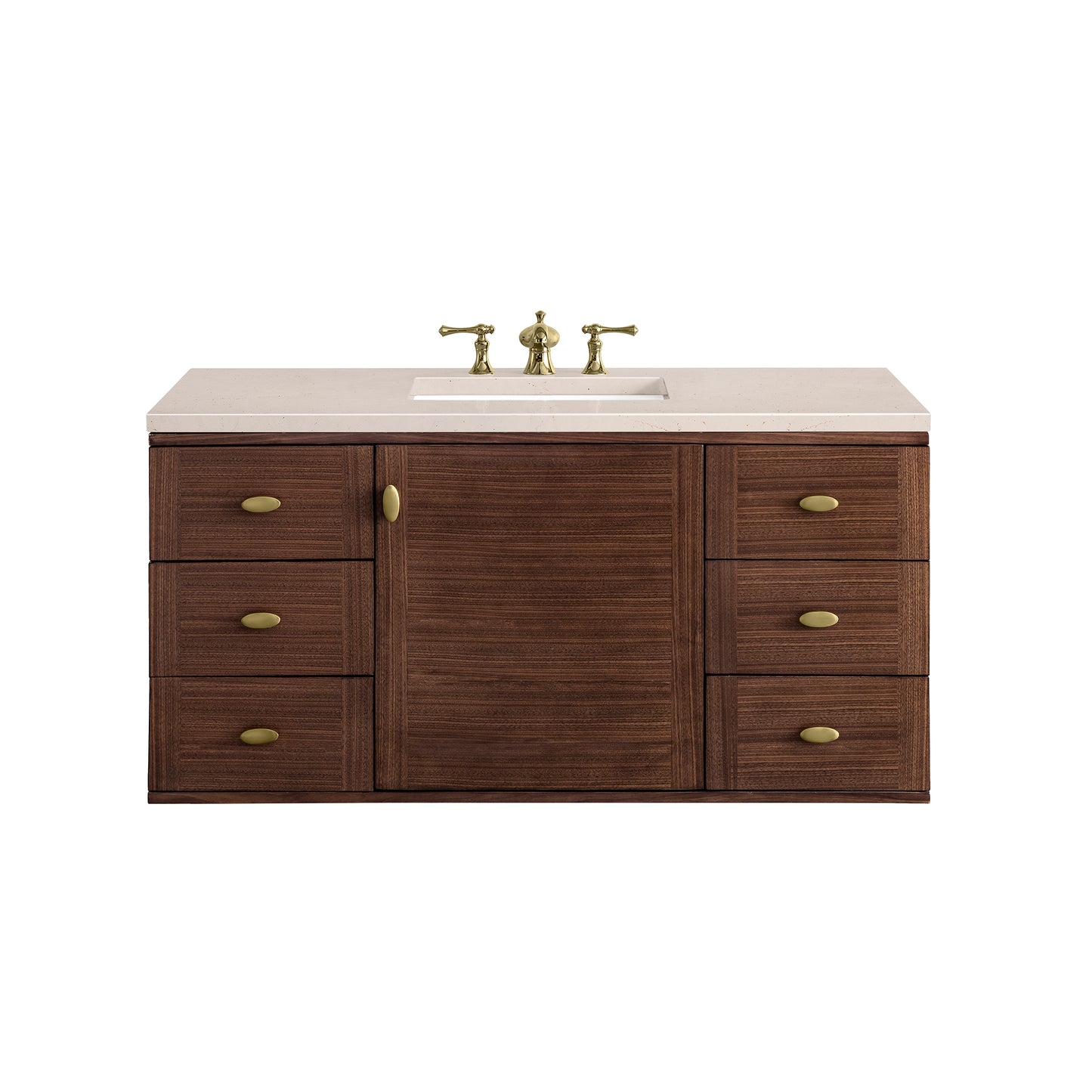 Amberly 48" Single Vanity, Mid-Century Walnut w/ 3 CM Eternal Marfil Top