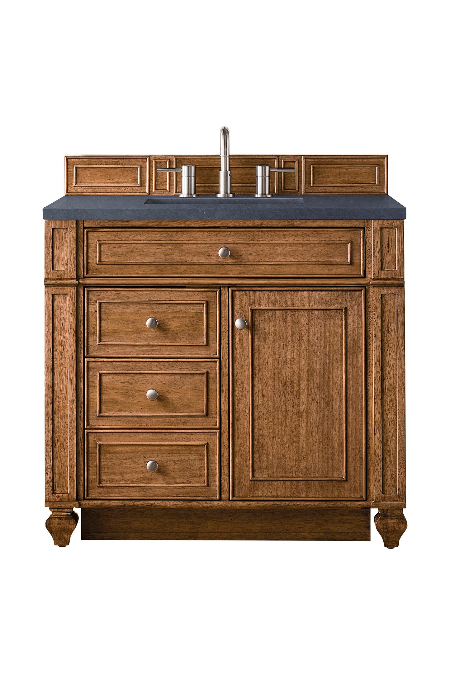 Bristol 36" Single Vanity, Saddle Brown w/ 3 CM Charcoal Soapstone Quartz Top