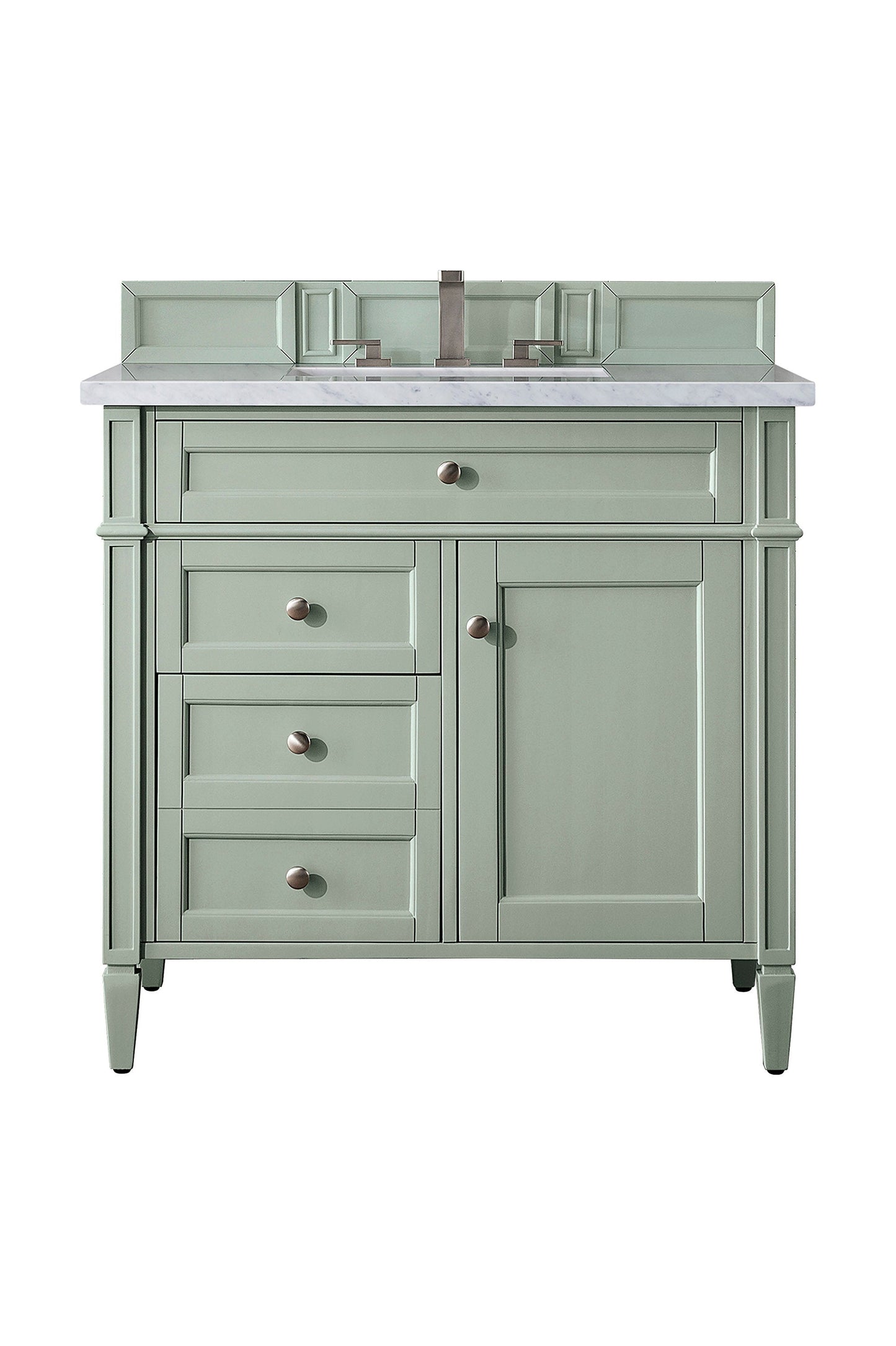 Brittany 36" Single Vanity, Sage Green w/ 3 CM Carrara Marble Top