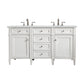 Brittany 60" Double Vanity, Bright White Vanity w/ 3 CM Ethereal Noctis Quartz Top