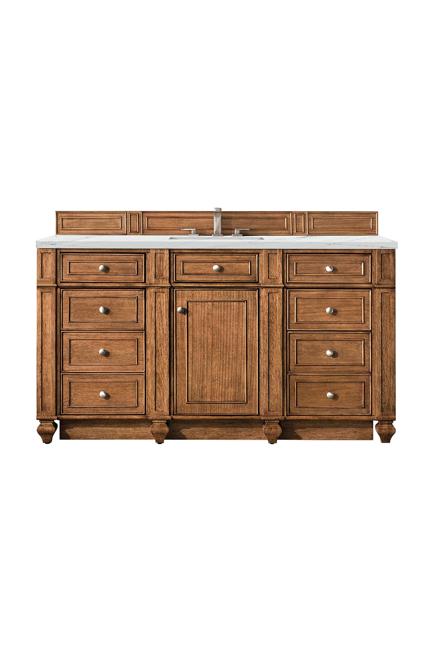 Bristol 60" Single Vanity, Saddle Brown w/ 3 CM Ethereal Noctis Quartz Top