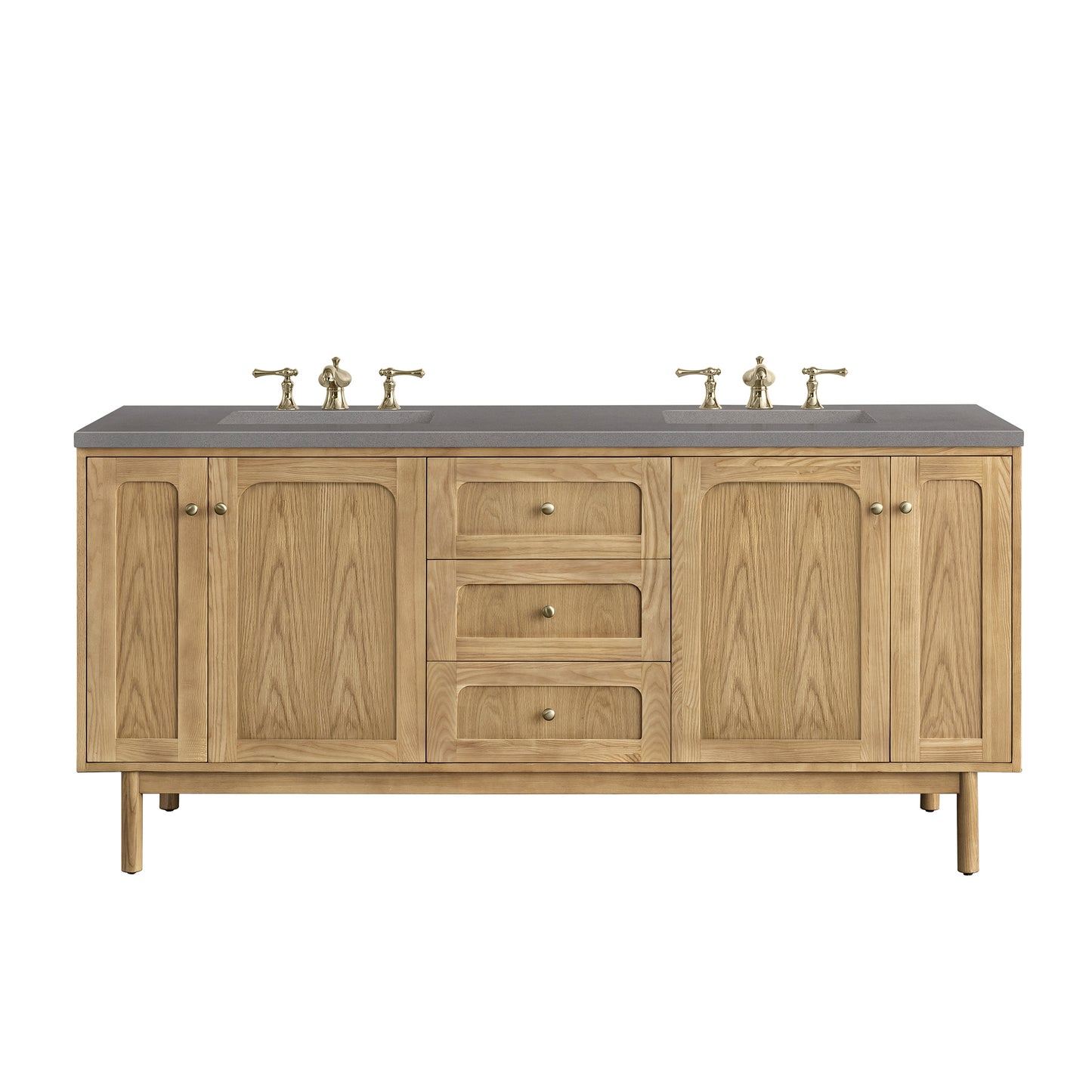 Laurent 72" Double Vanity, Light Natural Oak w/ 3 CM Grey Expo Top