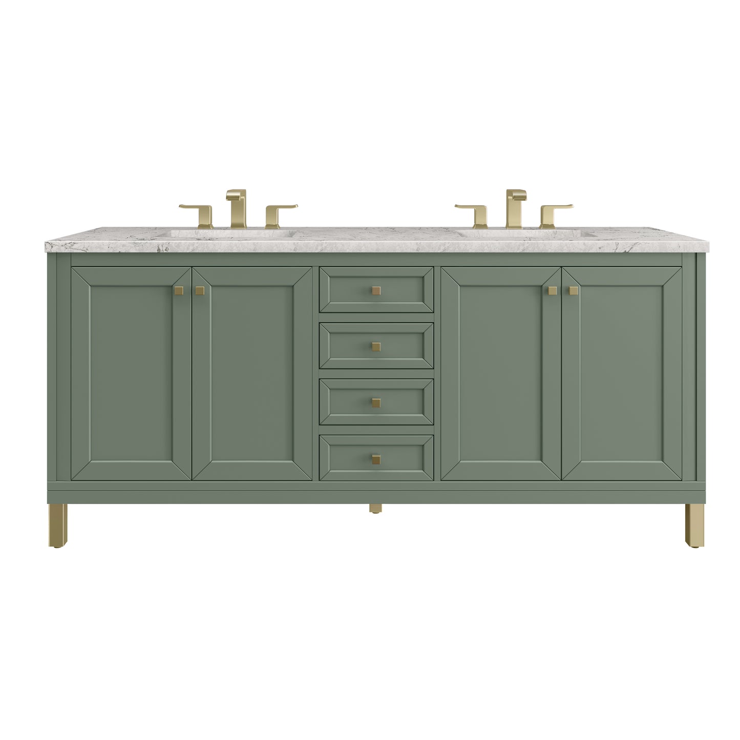 Chicago 72" Double Vanity, Smokey Celadon w/ 3 CM Eternal Jasmine Pearl Top