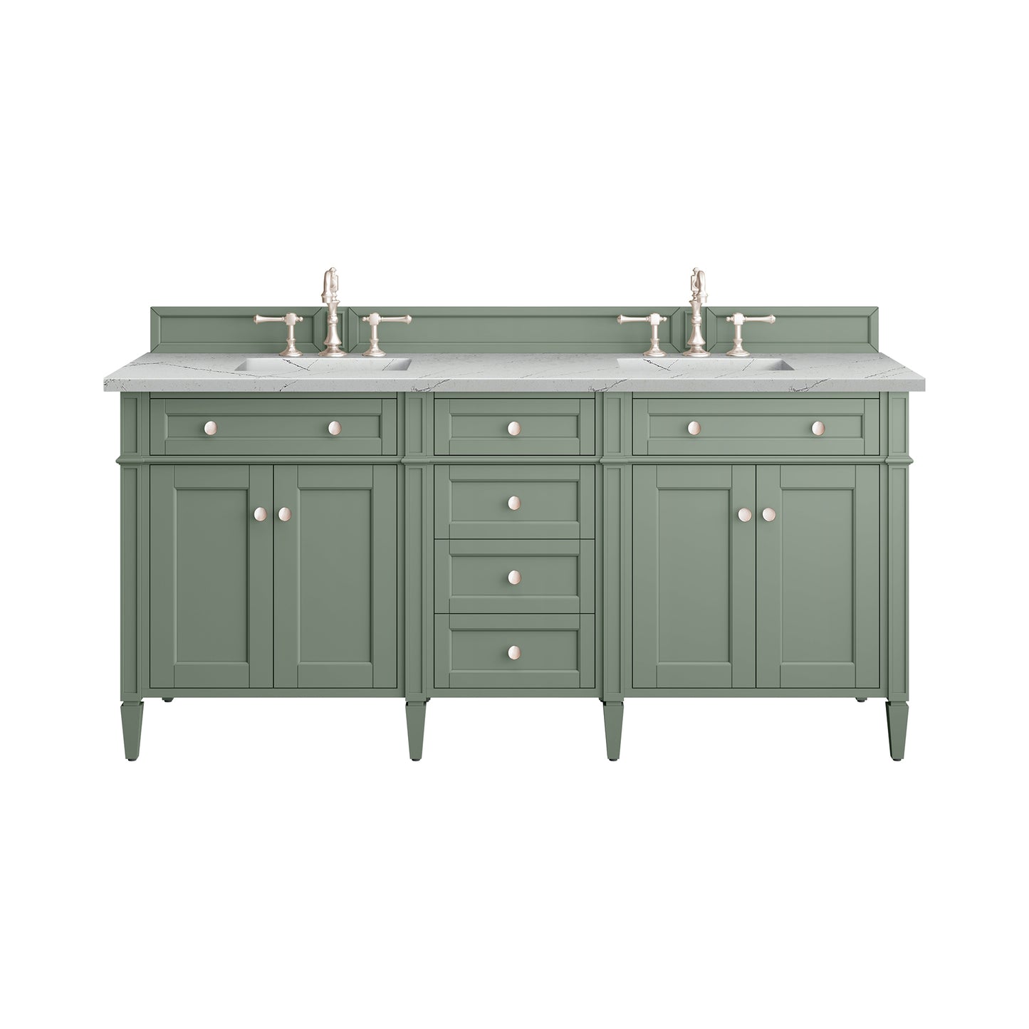 Brittany 72" Double Vanity, Smokey Celadon w/ 3 CM Ethereal Noctis Top