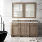 Bristol 60" Double Vanity, Whitewashed Walnut w/ 3 CM Ethereal Noctis Quartz Top