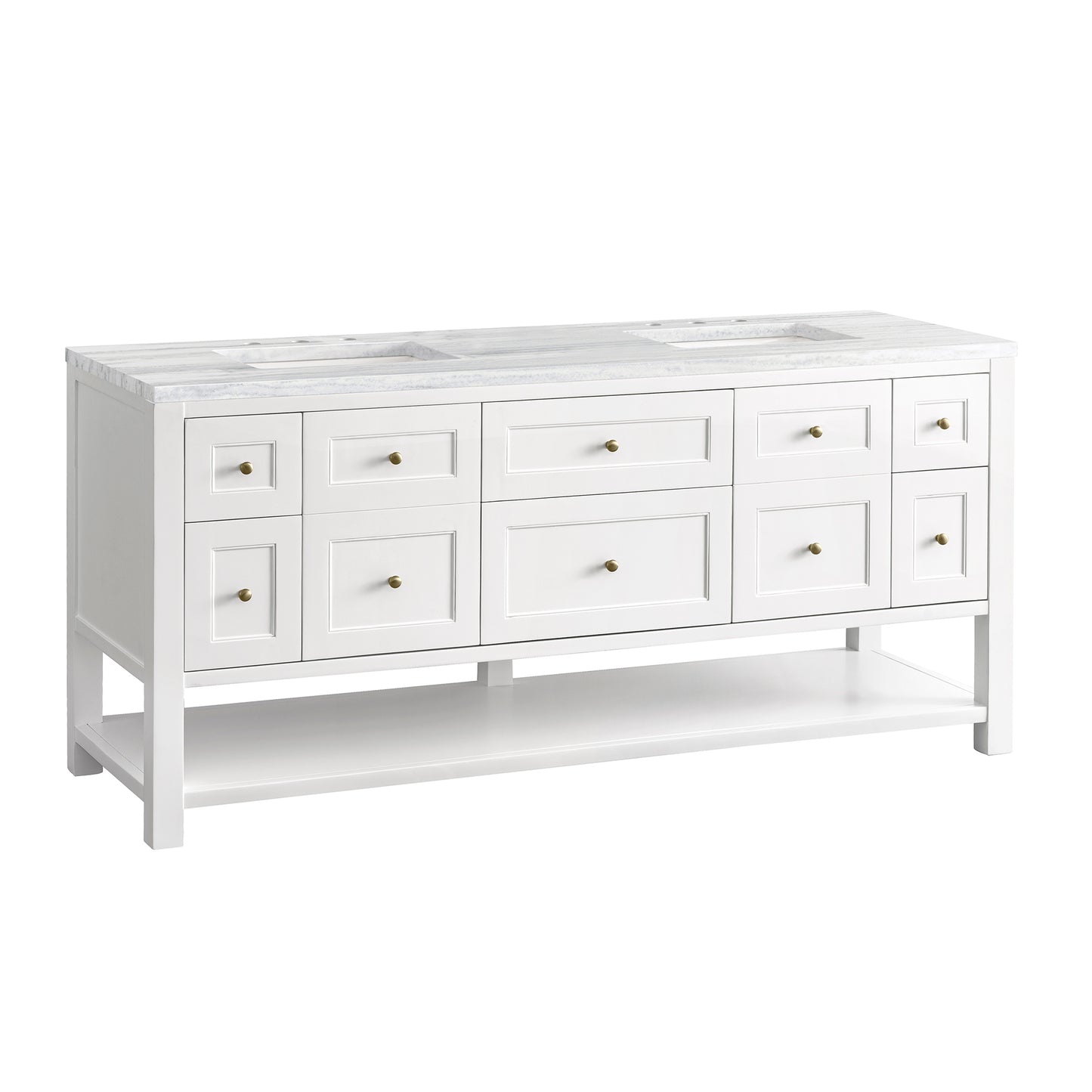 Breckenridge 72" Double Vanity, Bright White w/ 3 CM Arctic Fall Top