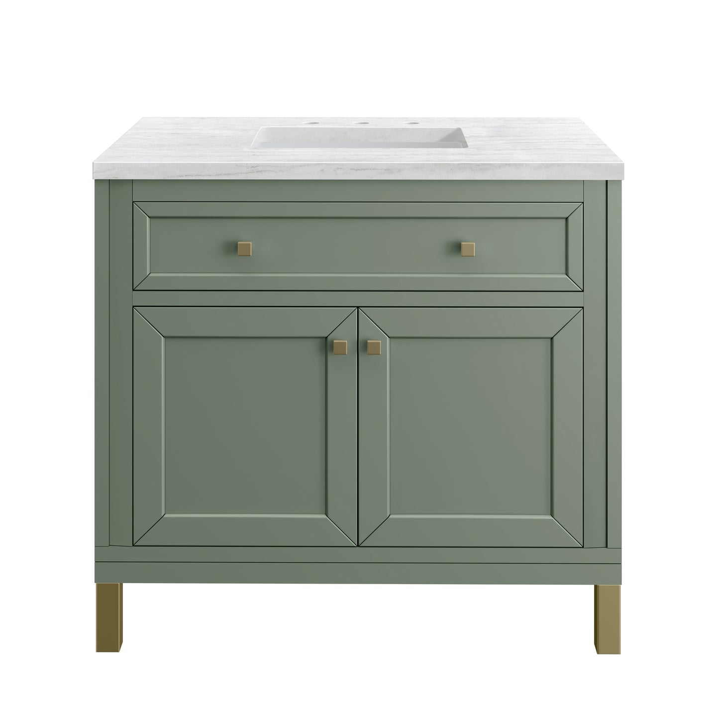 Chicago 36" Single Vanity, Smokey Celadon w/ 3 CM Arctic Fall Top