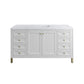 Chicago 60" Single Vanity, Glossy White w/ 3 CM Carrara Marble Top