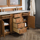 Bristol 60" Double Vanity, Saddle Brown w/ 3 CM Eternal Serena Quartz Top