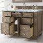 Bristol 48" Single Vanity, Whitewashed Walnut w/ 3 CM Carrara Marble Top