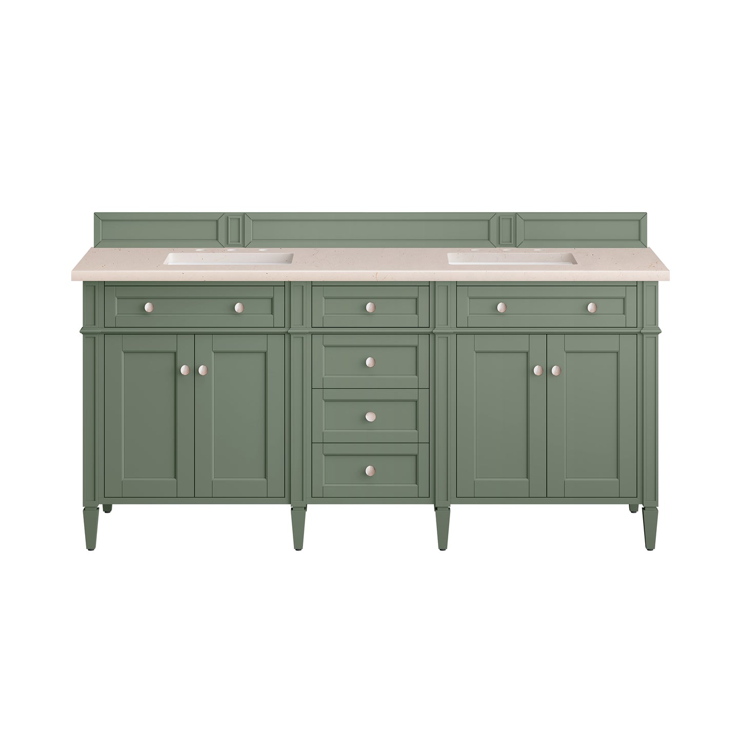 Brittany 72" Double Vanity, Smokey Celadon w/ 3 CM Eternal Marfil Top