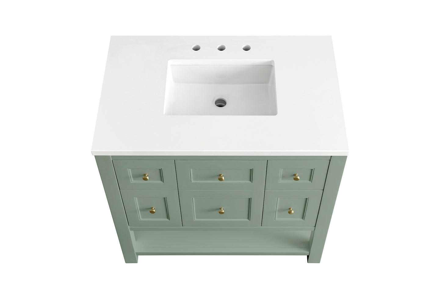 Breckenridge 36" Single Vanity, Smokey Celadon w/ 3 CM White Zeus Top